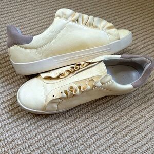 Joie Leather Ruffle Sneakers Size 39.5. Off white